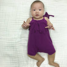 Bebê meninas curto macacão recém-nascido infantil jumper verão borlas de algodão cor lisa macacão da criança 0-3yrs 2021 35 2024 - compre barato