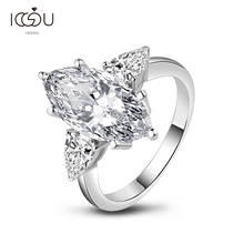 IOGOU Three Stones Marquise Created Sapphire Engagement Rings For Women Sona 925 Sterling Silver Wedding Band Ring Jewelry Gift 2024 - buy cheap