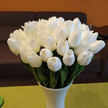 10 шт., искусственные цветы-тюльпаны, искусственные цветы-тюльпаны, рождественские украшения для дома, свадебные украшения, 35 см 2024 - купить недорого