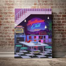 Arte da parede modular lona synthwave e frio retro 80s fotos decoração para casa quadros poster sala de estar cuadros sem moldura 2024 - compre barato