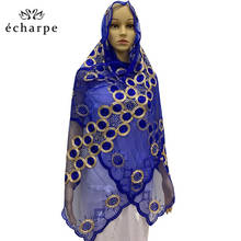 The new fashion embroidered tiny translucent scarf African women scarves type scarf Muslim scarf in high quality 2024 - buy cheap