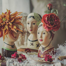Russian Doll Resin hanging planter Girl Head Vase Sculpture Face flower pot maceta colgante wall flowerpot pots home Decorations 2024 - buy cheap
