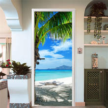 Modern Landscape Door Sticker Room Bathroom PVC Waterproof Self Adhesive Mural Wallpaper stickers, Dining room, For Beach 2024 - buy cheap