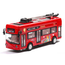 Caliente 1:50 modelo de aleación de autobús de la ciudad de Londres, sonido de fundición a presión simulado y luz de autobús de retroceso, juguetes para niños envío gratis 2024 - compra barato