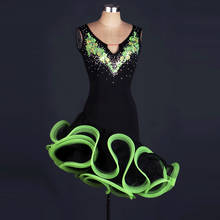 Sexy vestido de dança latina vestido de strass vestido de designer roupas desempenho traje tango dancewear cha dança outfits jl2660 2024 - compre barato