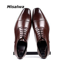 Misalwa Cap-toe Classic Men Dress Shoes Wing-tip Derby PU Leather Big Size 38-46 3.5CM Heel Elegant Suit Business Formal Oxfords 2024 - buy cheap