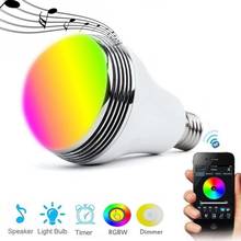 Умная светодиодная лампочка, меняющая цвет, E27, светодиодсветодиодный музыкальная лампа с Bluetooth, беспроводная, совместимая с Bluetooth, 4.0 динамик, управление RGB, распродажа 2024 - купить недорого