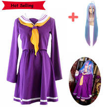 Nenhum jogo sem vida cosplay shiro traje roupas femininas carival vestido marinheiro terno japonês uniforme da escola roxo longo cabelo festa peruca 2024 - compre barato