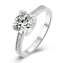 Anéis clássicos de prata esterlina 925, diamante moissanite. corte redondo, elegantes, anéis de noivado, para festa de casamento, presentes de joias. 2024 - compre barato