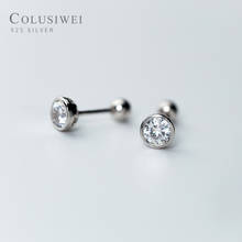 Colusiwei Simple Stylish Stud Earrings for Women Shiny Clear Cubic Zirconia Ear Studs 925 Sterling Silver Fashion Jewelry 2024 - buy cheap