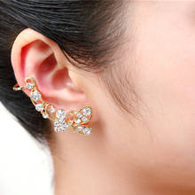 Korea Rhinestone Butterfly Flower Ear Clip Fashion Long Unilateral U-Shaped Ear Bone Clip Women's jewelry 2024 - buy cheap