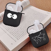 Funda negra de dibujos animados para Airpods 1 y 2, conjunto de lujo suave, fundas de auriculares Bluetooth para Airpods 2024 - compra barato