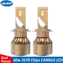 ASLENT Mini Canbus lampada H4 H7 LED Car Headlight 60W 12V 20000LM  6000K Lamp H1 9005 HB3 9006 HB4 H8 H9 H11 9012 light Bulb 2024 - buy cheap