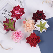 Flor de cabeça artificial 5 tamanhos rosa flor diy scrapbook feito à mão artesanato casamento casa decoração festa flores falsas 2024 - compre barato