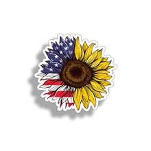Personalized Stickers 4" USA Flag Sunflower Sticker Sun Flower Laptop Car Vehicle Window Bumper Decal Waterproof Vinyl Decals 2024 - buy cheap