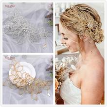 YouLaPan HP256 Golden Leaves Bridal Headpiece Crystal Headwear Wedding Headband Brides Crowns and Tiaras Women Hair Accessories 2024 - buy cheap