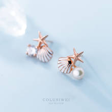 Colusiwei 925 Sterling Silver Cute Starfish Stud Earrings for Women Shell Design Fashion Clear CZ Jewelry Pendientes 2020 New 2024 - buy cheap