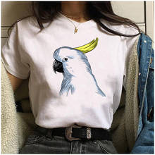 Camiseta Harajuku para mujer, ropa con estampado de loro de dibujos animados, de talla grande, informal, de manga corta, Top para mujer 2024 - compra barato