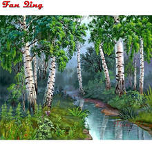 5D DIY Diamond Painting Small Stream Birch Forest Natural Scenery Full Square/Round Rhinestone Embroidery Mosaic Cross Stitch 2024 - compre barato