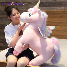 Animales de peluche de unicornio para niños, juguete de unicornio gigante, alas de arcoíris brillantes, animales de peluche, caballo volador de pelo esponjoso 2024 - compra barato