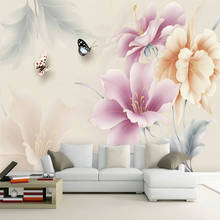 Modern Fashion Wallpaper 3D Flowers Butterfly Photo Murals Living Room Bedroom Home Decor Wall Painting Papel De Parede Stickers 2024 - buy cheap