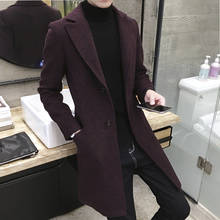 Casaco longo claret masculino, casaco longo cinza borgonha slim fit para homens roupas verdes de inverno 2024 - compre barato