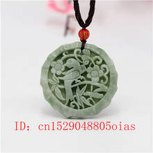 Natural Chinese Jade Flower Bird Pendant Necklace Charm Jewellery Carved Amulet Fashion Accessories Gifts for Women Men 2024 - buy cheap