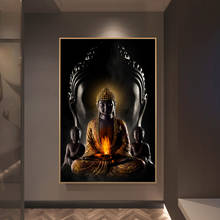 Buda de ouro abstrato e moderno, tela de buda, arte de impressão, budismo, arte de parede para sala, decoração de casa (sem moldura) 2024 - compre barato