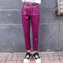 High Quality 100% Sheepskin Leather Pants Women Harem Pants Female Black Trousers Spring 2021 Pantalones De Mujer Pph3965 2024 - buy cheap