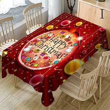 HOT! Christmas Tablecloth Print Rectangle Anti-stain anti-coffee polyester fabric Table Cover Holiday Party Home mantel navidad 2024 - buy cheap
