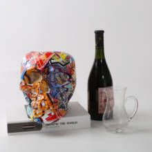 Art Color Skull wine rack Entrance Painted Graffiti Simple Creative  Room Entrance Wine Cabinet Office Decorations Resin Crafts 2024 - buy cheap