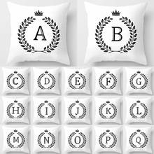 Travesseiros decorativos de letras para decoração de quarto, alfabeto em inglês, poliéster, preto, flor, fronha de almofada, assento de sofá, decoração de casa 40884 2024 - compre barato
