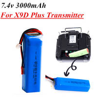 Bateria lipo atualizada para transmissor frsky tarnis x9d plus, 7.4v 3000mah, bateria recarregável 2s 7.4v 2024 - compre barato