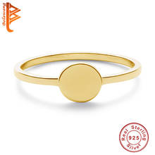 BELAWANG 100% 925 Sterling Silver Circle Ring With 18K Gold Plated Bar Stamp Ring For Women Popular Fashion Party Gift 2024 - buy cheap