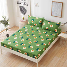 avocado bed sheets 1pc Bedsheet Green Avocado Printed Fitted Sheet Mattress Cover With Elastic Band Bed Sheets (No Pillowcase) 2024 - buy cheap