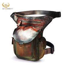 Hot Sale Genuine Leather Men Design Messenger Bag Fashion Wine Multifunction Travel Fanny Waist Belt Pack Drop Leg Bag Male 9938 2024 - buy cheap