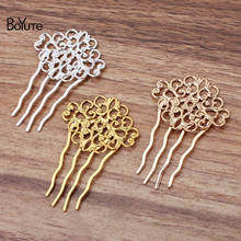 BoYuTe (10 Pieces/Lot) 37*58MM 4 Teeth Metal Hair Comb Welding 30*37MM Filigree Flower Diy Handmade Hair Jewelry Accessories 2024 - buy cheap