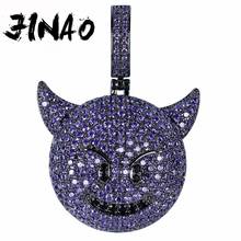 JINAO Personality Iced Out Cubic Zircon Plated Demon Smile Pendant  Necklace Hip Hop Jewelry For Wen And Women Gift 2024 - buy cheap