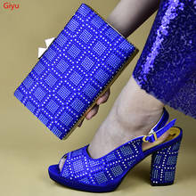 doershow New blue color Italian Shoes With Matching Bags African Women Shoes and Bags Set For Prom Party Summer Sandal !HMS1-22 2024 - buy cheap