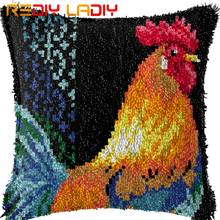 Latch Hook Cushion Kit Right Cock Pillow Case Acrylic Yarn Pillow Pre-Printed Color Canvas Crochet Cushion Cover Hobby & Crafts 2024 - buy cheap