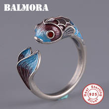 BALMORA 925 Sterling Silver cloisonné-style Carp Animal Open Rings for Women Lady Love Gift Fashion Ethnic Jewelry Anillos 2024 - buy cheap