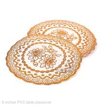 12pcs 6 inches eco-friendly Vinyl PVC plastic round golden lace scarf doily placemat tabletop place mats table accessories 2024 - buy cheap