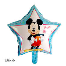 5pcs / Happy Birthday Party Decorative Balloons Mickey Mouse 18-inch Asterisk Hernia Foil Balloon Baby 1st Birthday 2024 - buy cheap