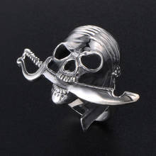 Unique Hollow Design Pirate Skull Ring Men Women Stainless Steel Punk Biker Rings Fashion Hip Hop Jewelry Dropshipping Store 2024 - buy cheap