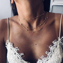Trendy Vintage Multi-Layer Choker Round Beads Pendant Necklace for Women Girl Boho Handmade Jewelry 2024 - buy cheap