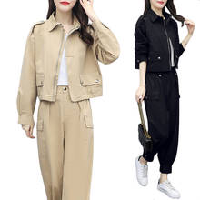 Plus size Women Suits 2021 Spring New Fashion Cardigan Tooling Nine-point Pants Two-Piece Suit Women's Loose Casual Sets 3XL 4XL 2024 - buy cheap