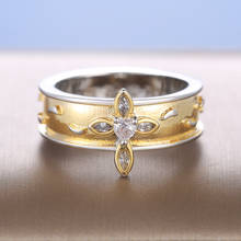 Alta qualidade 2020 novas senhoras anel de moda ouro cruz incrustada zircon cristal casamento anel de noivado para mulheres jóias presente 2024 - compre barato