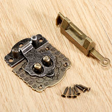 2Pcs/set Antique Bronze Chinese Old Lock with Wooden Box Cabinet Toggle Latch Hasp Chinese Brass Hardware Furniture Accessories 2024 - buy cheap