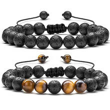 Beads Bracelet Adjustable Braided Rope Black Lava Stone Tiger Eye Natural Yoga Bracelets for Men Women Friend Gift Charm Jewelry 2024 - buy cheap