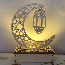 Hot Crescent EID Mubarak Wooden Ornament With LED Light Ramadan Decoration For Home Islamic Muslim Eid Mubarak LED Ornament 2024 - buy cheap